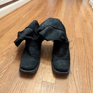 Dingo Black Ankle Boots with Ruffle Detail